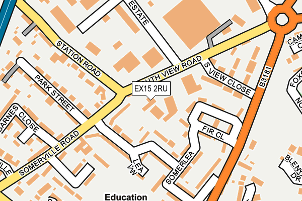 EX15 2RU map - OS OpenMap – Local (Ordnance Survey) EX15 2RU map - OS OpenMap – Local (Ordnance Survey)
