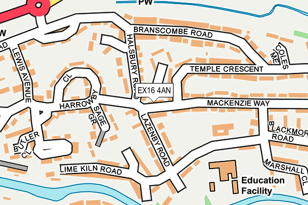 EX16 4AN map - OS OpenMap – Local (Ordnance Survey) EX16 4AN map - OS OpenMap – Local (Ordnance Survey)