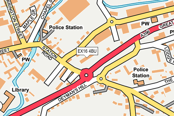 EX16 4BU map - OS OpenMap – Local (Ordnance Survey) EX16 4BU map - OS OpenMap – Local (Ordnance Survey)