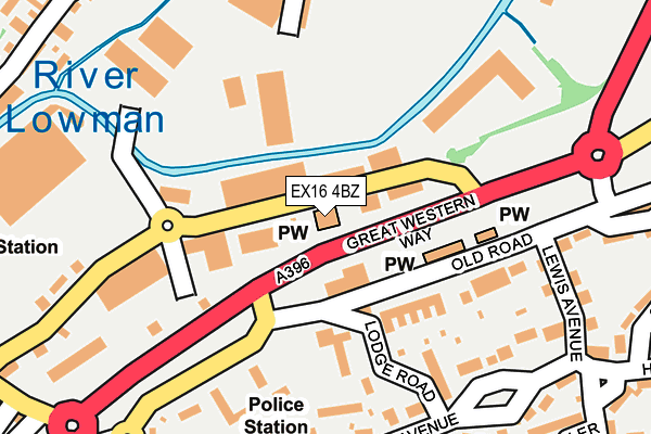 EX16 4BZ map - OS OpenMap – Local (Ordnance Survey) EX16 4BZ map - OS OpenMap – Local (Ordnance Survey)