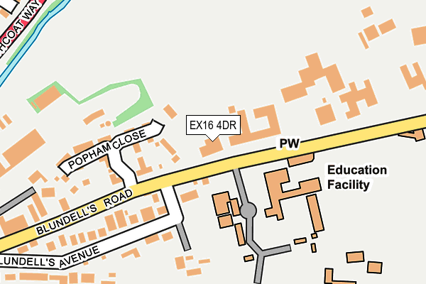 EX16 4DR map - OS OpenMap – Local (Ordnance Survey) EX16 4DR map - OS OpenMap – Local (Ordnance Survey)