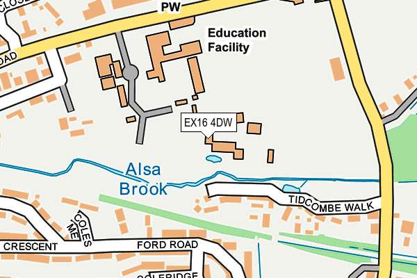 EX16 4DW map - OS OpenMap – Local (Ordnance Survey) EX16 4DW map - OS OpenMap – Local (Ordnance Survey)