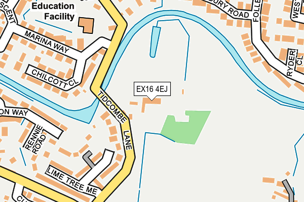 EX16 4EJ map - OS OpenMap – Local (Ordnance Survey) EX16 4EJ map - OS OpenMap – Local (Ordnance Survey)