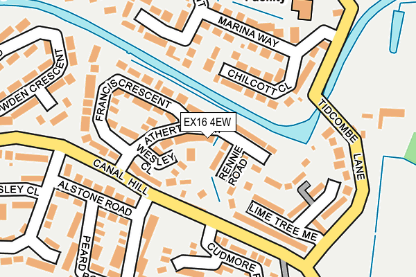 EX16 4EW map - OS OpenMap – Local (Ordnance Survey)