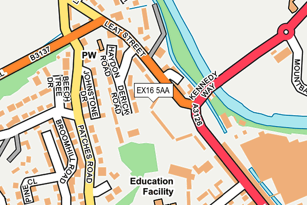EX16 5AA map - OS OpenMap – Local (Ordnance Survey) EX16 5AA map - OS OpenMap – Local (Ordnance Survey)