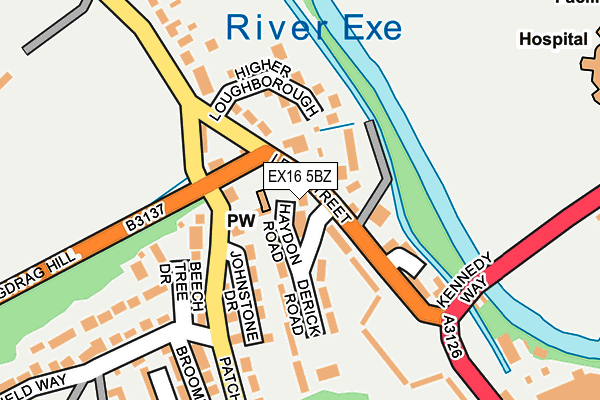 EX16 5BZ map - OS OpenMap – Local (Ordnance Survey) EX16 5BZ map - OS OpenMap – Local (Ordnance Survey)
