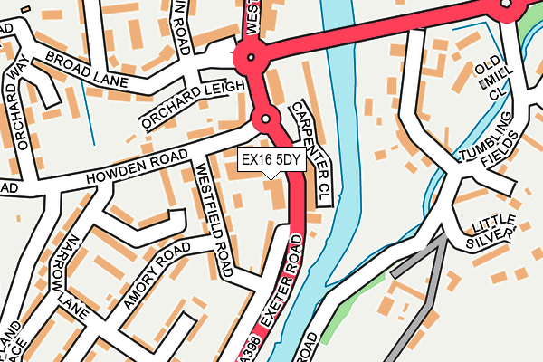 EX16 5DY map - OS OpenMap – Local (Ordnance Survey) EX16 5DY map - OS OpenMap – Local (Ordnance Survey)