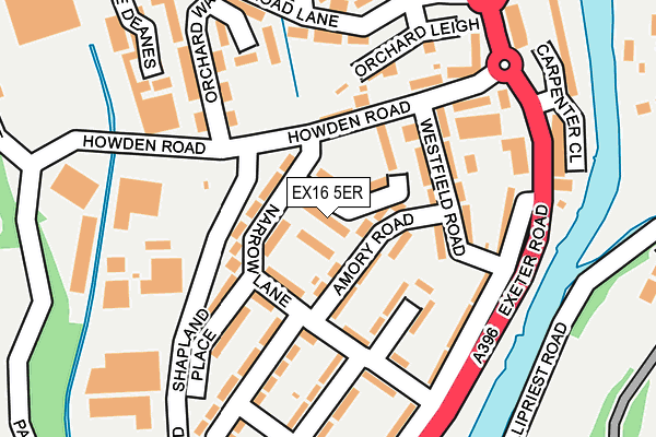 EX16 5ER map - OS OpenMap – Local (Ordnance Survey) EX16 5ER map - OS OpenMap – Local (Ordnance Survey)