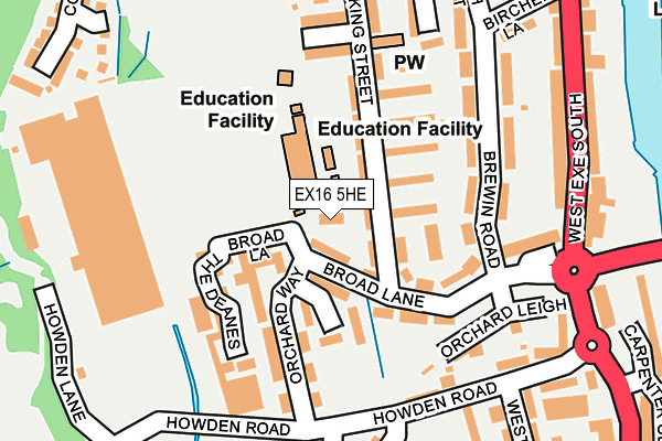 EX16 5HE map - OS OpenMap – Local (Ordnance Survey) EX16 5HE map - OS OpenMap – Local (Ordnance Survey)