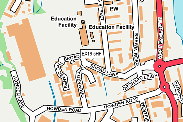 EX16 5HF map - OS OpenMap – Local (Ordnance Survey) EX16 5HF map - OS OpenMap – Local (Ordnance Survey)