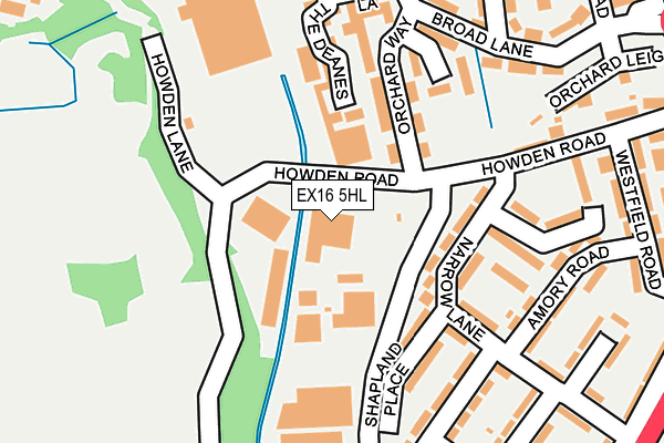EX16 5HL map - OS OpenMap – Local (Ordnance Survey) EX16 5HL map - OS OpenMap – Local (Ordnance Survey)