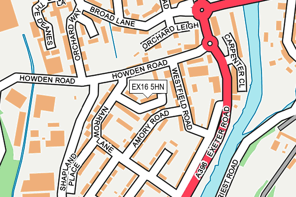 EX16 5HN map - OS OpenMap – Local (Ordnance Survey) EX16 5HN map - OS OpenMap – Local (Ordnance Survey)