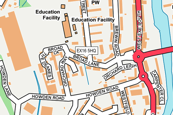 EX16 5HQ map - OS OpenMap – Local (Ordnance Survey) EX16 5HQ map - OS OpenMap – Local (Ordnance Survey)