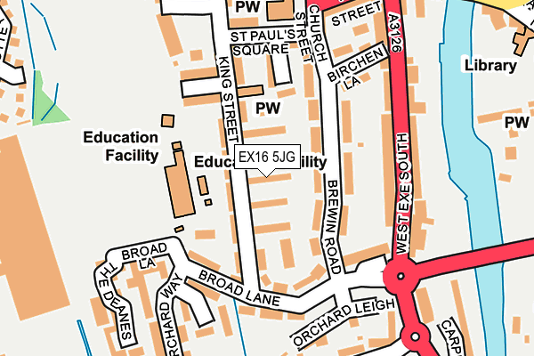 EX16 5JG map - OS OpenMap – Local (Ordnance Survey) EX16 5JG map - OS OpenMap – Local (Ordnance Survey)