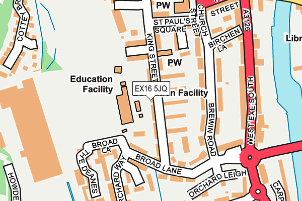 EX16 5JQ map - OS OpenMap – Local (Ordnance Survey) EX16 5JQ map - OS OpenMap – Local (Ordnance Survey)