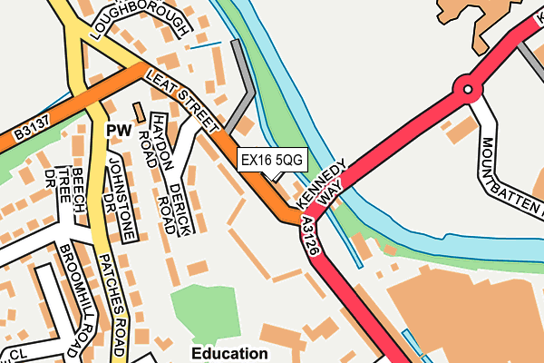 EX16 5QG map - OS OpenMap – Local (Ordnance Survey) EX16 5QG map - OS OpenMap – Local (Ordnance Survey)