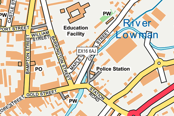 EX16 6AJ map - OS OpenMap – Local (Ordnance Survey) EX16 6AJ map - OS OpenMap – Local (Ordnance Survey)