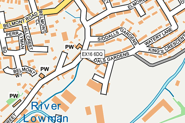 EX16 6DQ map - OS OpenMap – Local (Ordnance Survey)