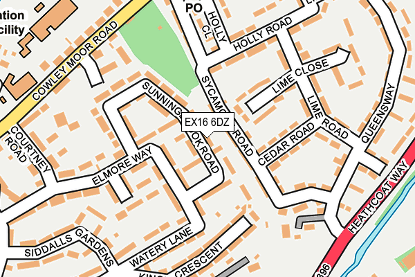 EX16 6DZ map - OS OpenMap – Local (Ordnance Survey) EX16 6DZ map - OS OpenMap – Local (Ordnance Survey)