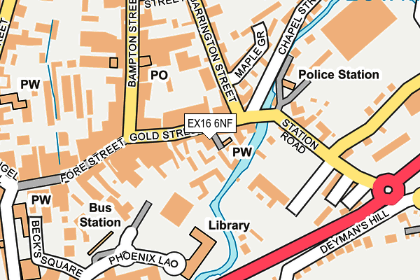 EX16 6NF map - OS OpenMap – Local (Ordnance Survey) EX16 6NF map - OS OpenMap – Local (Ordnance Survey)