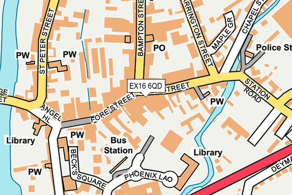 EX16 6QD map - OS OpenMap – Local (Ordnance Survey) EX16 6QD map - OS OpenMap – Local (Ordnance Survey)