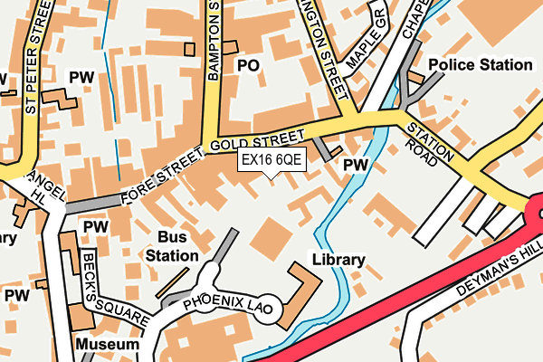 EX16 6QE map - OS OpenMap – Local (Ordnance Survey) EX16 6QE map - OS OpenMap – Local (Ordnance Survey)