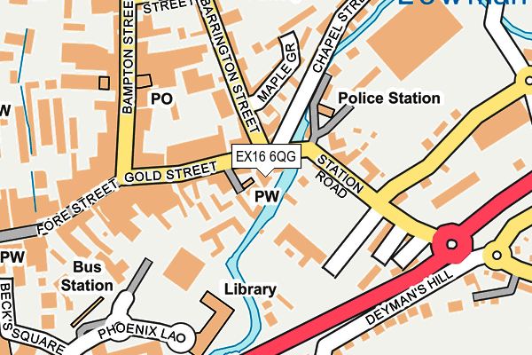 EX16 6QG map - OS OpenMap – Local (Ordnance Survey) EX16 6QG map - OS OpenMap – Local (Ordnance Survey)