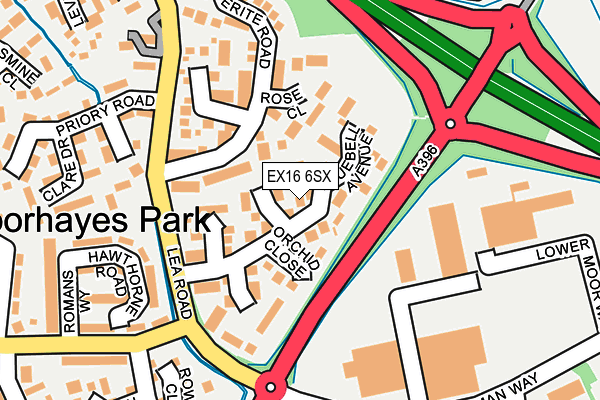 EX16 6SX map - OS OpenMap – Local (Ordnance Survey) EX16 6SX map - OS OpenMap – Local (Ordnance Survey)