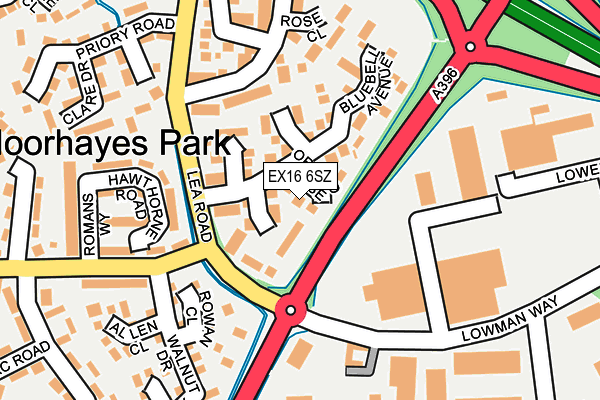 EX16 6SZ map - OS OpenMap – Local (Ordnance Survey) EX16 6SZ map - OS OpenMap – Local (Ordnance Survey)