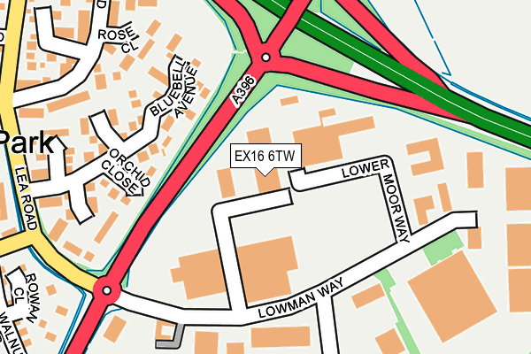 EX16 6TW map - OS OpenMap – Local (Ordnance Survey) EX16 6TW map - OS OpenMap – Local (Ordnance Survey)