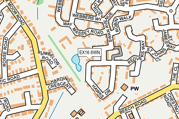 EX16 6WN map - OS OpenMap – Local (Ordnance Survey) EX16 6WN map - OS OpenMap – Local (Ordnance Survey)