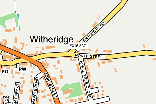 EX16 8AG map - OS OpenMap – Local (Ordnance Survey) EX16 8AG map - OS OpenMap – Local (Ordnance Survey)
