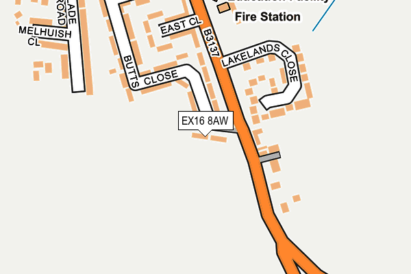 EX16 8AW map - OS OpenMap – Local (Ordnance Survey) EX16 8AW map - OS OpenMap – Local (Ordnance Survey)