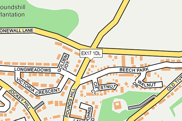 EX17 1DL map - OS OpenMap – Local (Ordnance Survey) EX17 1DL map - OS OpenMap – Local (Ordnance Survey)