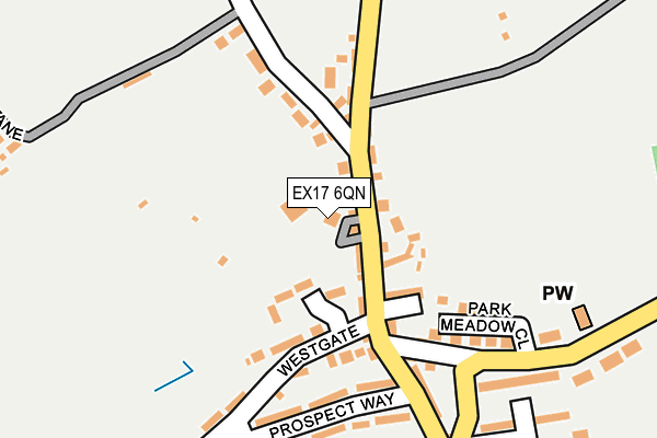 EX17 6QN map - OS OpenMap – Local (Ordnance Survey) EX17 6QN map - OS OpenMap – Local (Ordnance Survey)