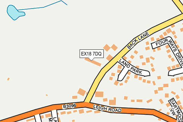 EX18 7DQ map - OS OpenMap – Local (Ordnance Survey) EX18 7DQ map - OS OpenMap – Local (Ordnance Survey)