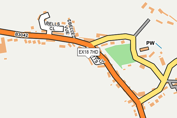 EX18 7HD map - OS OpenMap – Local (Ordnance Survey) EX18 7HD map - OS OpenMap – Local (Ordnance Survey)