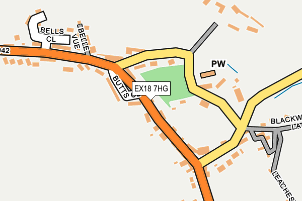 EX18 7HG map - OS OpenMap – Local (Ordnance Survey) EX18 7HG map - OS OpenMap – Local (Ordnance Survey)