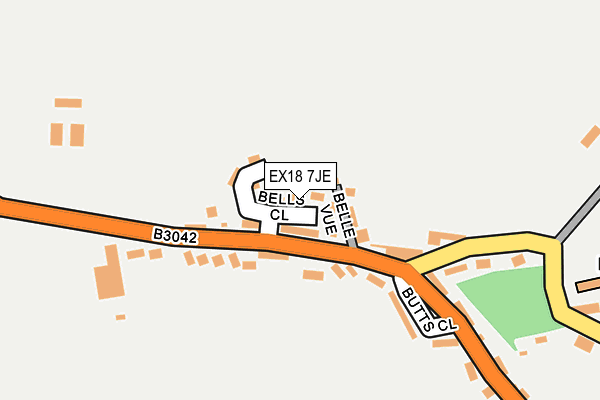 EX18 7JE map - OS OpenMap – Local (Ordnance Survey) EX18 7JE map - OS OpenMap – Local (Ordnance Survey)