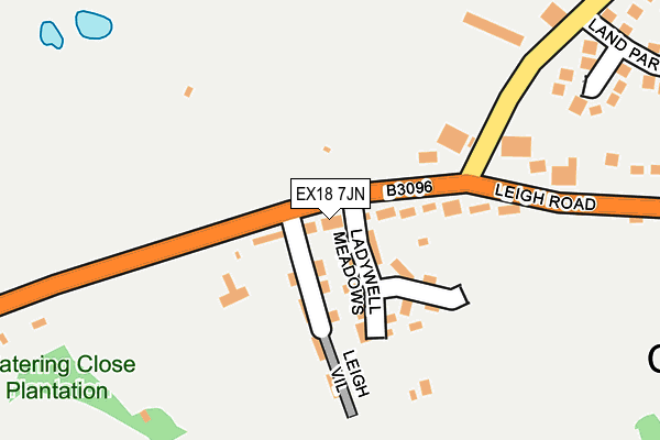 EX18 7JN map - OS OpenMap – Local (Ordnance Survey) EX18 7JN map - OS OpenMap – Local (Ordnance Survey)