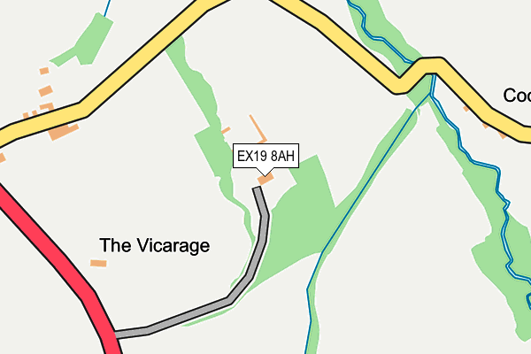 EX19 8AH map - OS OpenMap – Local (Ordnance Survey) EX19 8AH map - OS OpenMap – Local (Ordnance Survey)