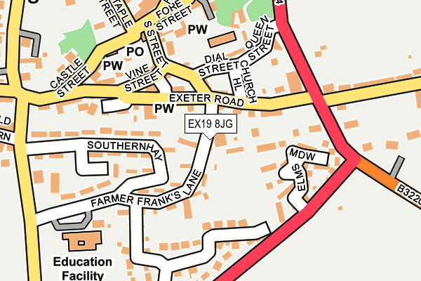 EX19 8JG map - OS OpenMap – Local (Ordnance Survey) EX19 8JG map - OS OpenMap – Local (Ordnance Survey)