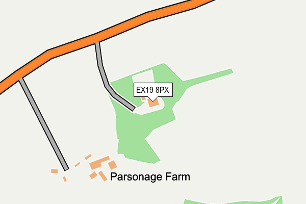 EX19 8PX map - OS OpenMap – Local (Ordnance Survey) EX19 8PX map - OS OpenMap – Local (Ordnance Survey)
