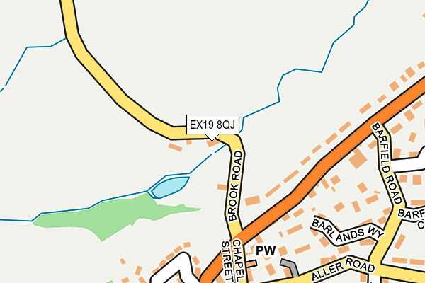 EX19 8QJ map - OS OpenMap – Local (Ordnance Survey) EX19 8QJ map - OS OpenMap – Local (Ordnance Survey)