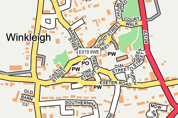 EX19 8WE map - OS OpenMap – Local (Ordnance Survey) EX19 8WE map - OS OpenMap – Local (Ordnance Survey)