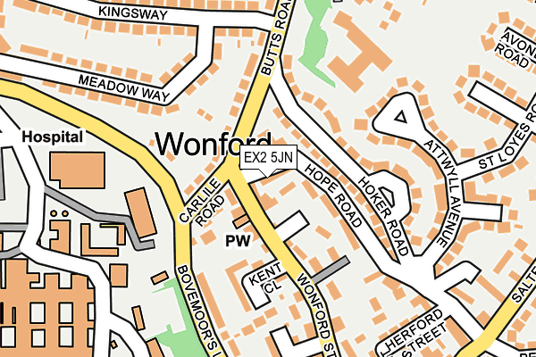 EX2 5JN map - OS OpenMap – Local (Ordnance Survey) EX2 5JN map - OS OpenMap – Local (Ordnance Survey)