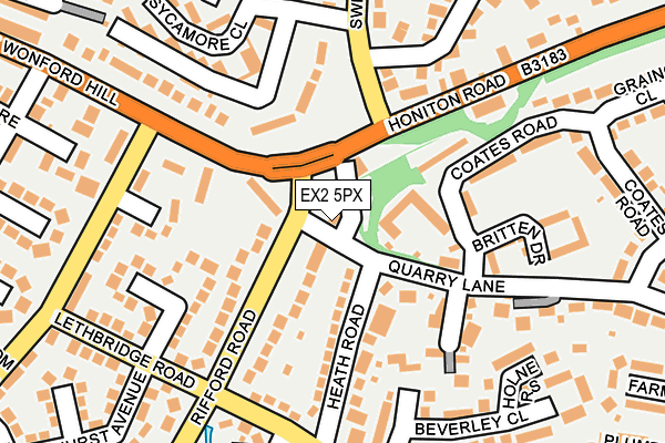 EX2 5PX map - OS OpenMap – Local (Ordnance Survey) EX2 5PX map - OS OpenMap – Local (Ordnance Survey)