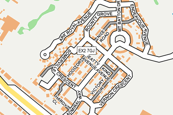 EX2 7GJ map - OS OpenMap – Local (Ordnance Survey) EX2 7GJ map - OS OpenMap – Local (Ordnance Survey)