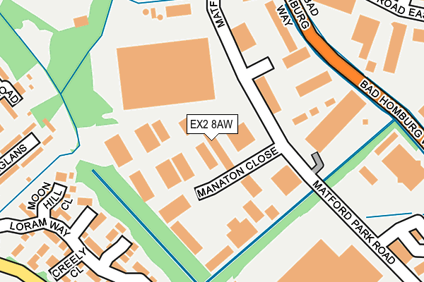 EX2 8AW map - OS OpenMap – Local (Ordnance Survey) EX2 8AW map - OS OpenMap – Local (Ordnance Survey)