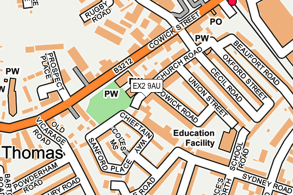EX2 9AU map - OS OpenMap – Local (Ordnance Survey) EX2 9AU map - OS OpenMap – Local (Ordnance Survey)